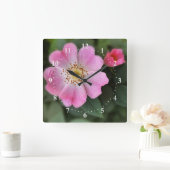 roze bloemen vierkante klok (Huis)