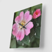 roze bloemen vierkante klok (Hoek)