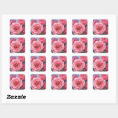 Roze bloemen vierkante sticker (Vel)