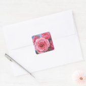 Roze bloemen vierkante sticker (Envelop)