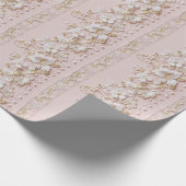 Roze Bloemen Vintage Cadeaupapier (Hoek)