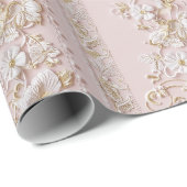 Roze Bloemen Vintage Cadeaupapier (Rol Hoek)
