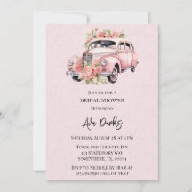 Roze Bloemen Vintage Car Vrijgezellenfeest