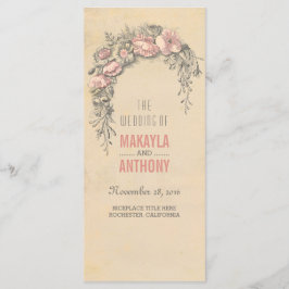 Roze Bloemen Vintage Wedding Programma's