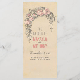 Roze Bloemen Vintage Wedding Programma's
