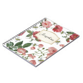 Roze bloemen Vintages bloemen gepersonaliseerd Notitieboek (Linkerzijde)