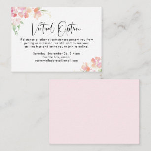 Roze Bloemen Virtual Option Baby shower Party Encl Informatiekaartje