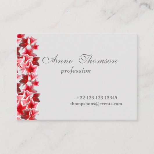 Roze bloemen visitekaartje (Voorkant)