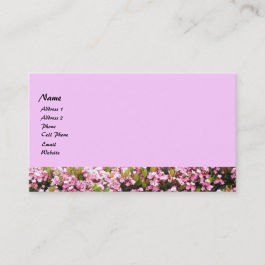 Roze bloemen visitekaartje (Voorkant)