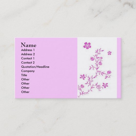 Roze bloemen visitekaartje (Voorkant)