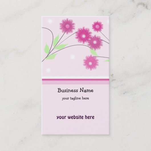 Roze Bloemen Visitekaartje (Voorkant)