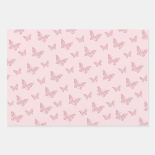 Roze Bloemen Vlinder Baby shower Gepersonaliseerd Inpakpapier Vel (Voorkant 2)