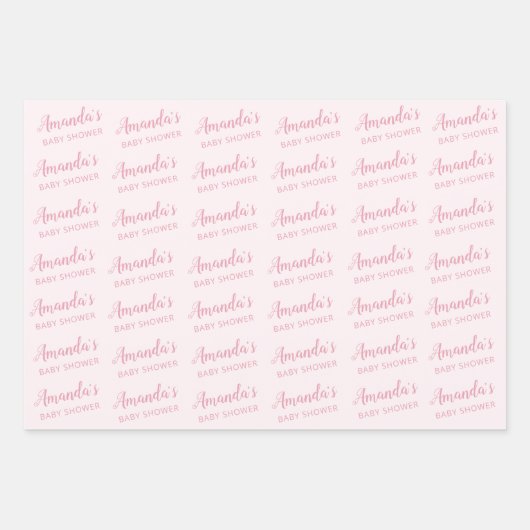 Roze Bloemen Vlinder Baby shower Gepersonaliseerd Inpakpapier Vel (Voorkant 3)