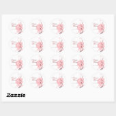 Roze Bloemen Vlinder Bruiloft Aankondiging Ronde Sticker (Vel)