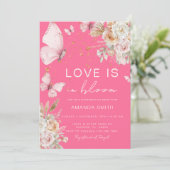 Roze Bloemen Vlinder houdt van Bloom Vrijgezellenf Kaart (Staand voorkant)