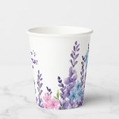 Roze Bloemen Vlinder Meisje Verjaardag Papieren Bekers (Achterkant)