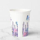 Roze Bloemen Vlinder Meisje Verjaardag servies Papieren Bekers (Rechts)