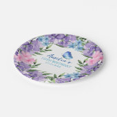 Roze Bloemen Vlinder Meisje Verjaardag servies Papieren Bordje (Gekanteld)