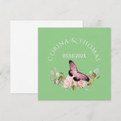 Roze Bloemen & Vlinder op Groene Trouw (Voorkant / Achterkant)