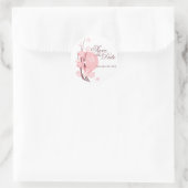 Roze Bloemen vlinder Save The Date Aankondiging Ronde Sticker (Tas)