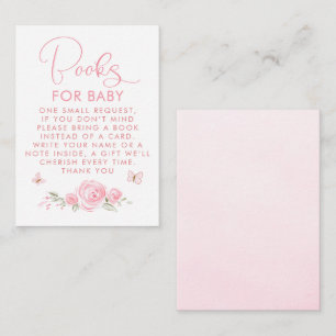 Roze Bloemen & Vlinders Boeken Voor Baby Verzoek Informatiekaartje
