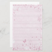 Roze bloemen Vlinders gevoerd briefpapier (Voorkant / Achterkant)