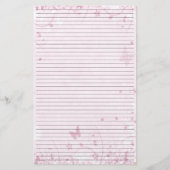 Roze bloemen Vlinders gevoerd briefpapier (Voorkant)