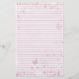 Roze bloemen Vlinders gevoerd briefpapier