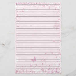 Roze bloemen Vlinders gevoerd briefpapier