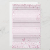 Roze bloemen Vlinders gevoerd briefpapier (Voorkant / Achterkant)