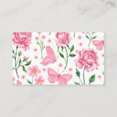 Roze Bloemen Vlinders Gift Registry Quinceañera Informatiekaartje (Achterkant)