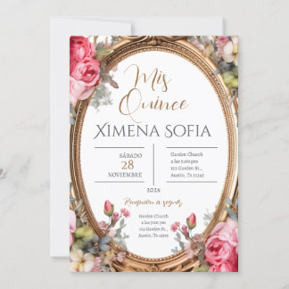 Roze Bloemen Vlinders Quinceañera Uitnodiging