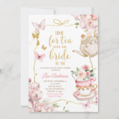 Roze Bloemen Vlinders Vrijgezellenfeest Tea Party Kaart (Voorkant)