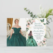 Roze Bloemen Vlinders Zoet Zestien 16e foto Kaart (Staand voorkant)