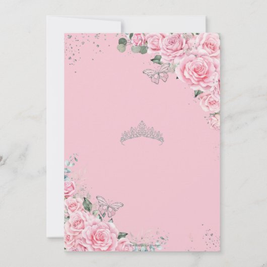 Roze Bloemen Vlinders Zoet Zestien Quinceañera Bedankkaart (Achterkant)