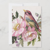 Roze bloemen vogel waterverf vrijgezellenfeest kaart (Achterkant)