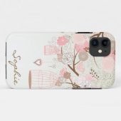 Roze Bloemen Vogelkooien Custom iPhone 5 Hoesje (Achterkant (horizontaal))