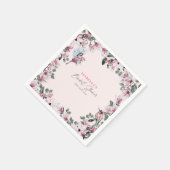 Roze bloemen & vogels Elegante Bruiloft Feest Servet (Hoek)