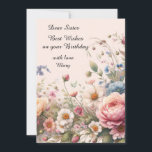 Roze Bloemen voor Sister Birthday Flat Kaart<br><div class="desc">"AI-gegenereerd kunstwerk met ontwerprichting door Susang6"</div>