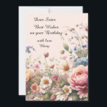 Roze Bloemen voor Sister Birthday Flat Kaart<br><div class="desc">Deze prachtige bloemenkaart is gemaakt voor een zus. Als u de voorkeur geeft aan een andere gebeurtenis,  kunt u deze sjabloon personaliseren met uw eigen woorden. AI-afbeelding gemaakt door Susang6</div>