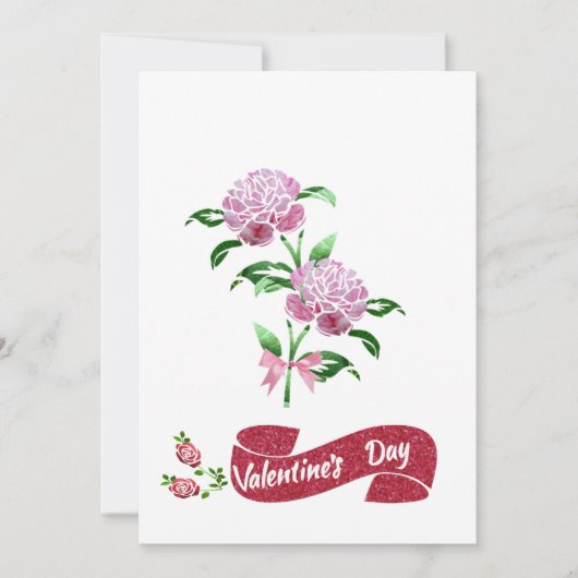 Roze bloemen voor Valentijnsdag Feestdagenkaart (Voorkant)