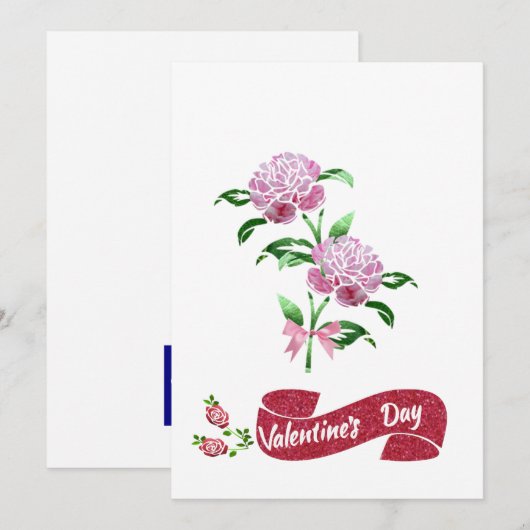 Roze bloemen voor Valentijnsdag Feestdagenkaart (Voorkant / Achterkant)