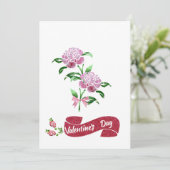 Roze bloemen voor Valentijnsdag Feestdagenkaart (Staand voorkant)