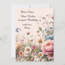 Roze Bloemen Voor Verjaardagskaart Van Zus
