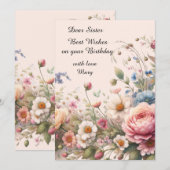 Roze Bloemen Voor Verjaardagskaart Van Zus (Voorkant / Achterkant)