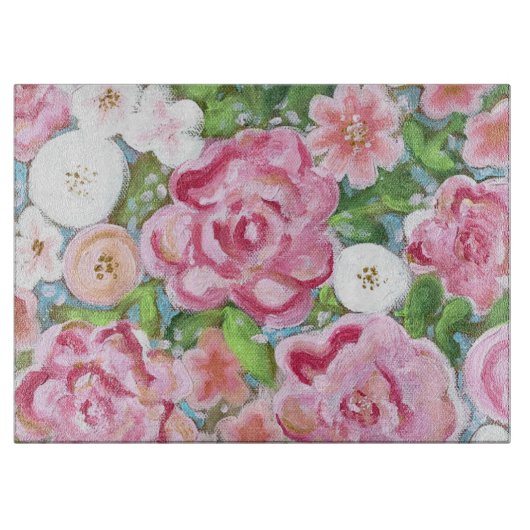 Roze Bloemen Voorjaarsbloei Keuken Snijplank (Voorkant)