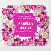 Roze bloemen voorraad bloemen waterverf bruiloft sparkling wijnetiket (Enkel label)