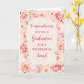 Roze Bloemen Vriend Gefeliciteerd Afstuderen Kaart (Gele Bloem)