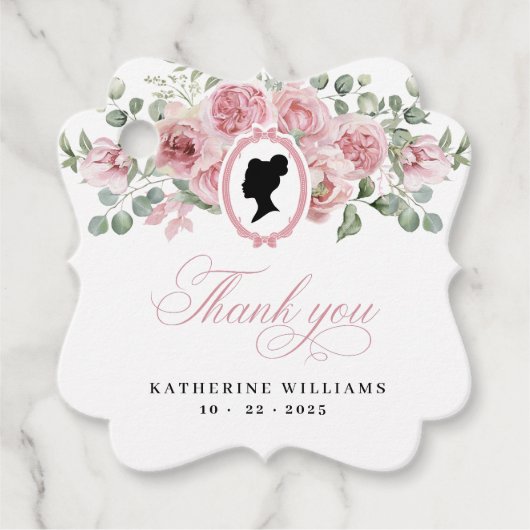 Roze Bloemen  Vrijgezellenfeest Bedankjes Labels (Voorkant)