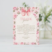   Roze Bloemen Vrijgezellenfeest Bedankkaart (Staand voorkant)